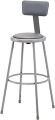 NPS - 30 Inch High, Stationary Fixed Height Stool with Adjustable Height Backrest - 16-1/2 Inch Deep x 16-1/2 Inch Wide, Vinyl Seat, Gray - Best Tool & Supply