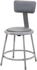 NPS - 18 Inch High, Stationary Fixed Height Stool with Adjustable Height Backrest - 14 Inch Deep x 14 Inch Wide, Vinyl Seat, Gray - Best Tool & Supply