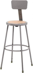 NPS - 30 Inch High, Stationary Fixed Height Stool with Adjustable Height Back - 16-1/2 Inch Deep x 16-1/2 Inch Wide, Hardboard Seat, Gray and Brown - Best Tool & Supply