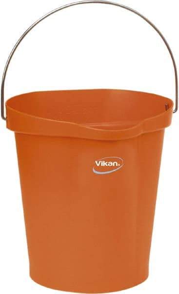 Vikan - 3 Gal, Polypropylene Round Orange Single Pail with Pour Spout - Handle Included - Best Tool & Supply