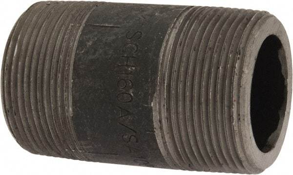 Value Collection - Schedule 160, 1-1/2" Diam x 3" Long Black Pipe Nipple - Threaded - Best Tool & Supply