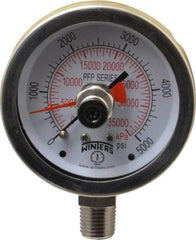 Winters - 2-1/2" Dial, 1/4 Thread, 0-5,000 Scale Range, Pressure Gauge - Lower Connection Mount, Accurate to 1% of Scale - Best Tool & Supply