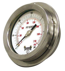 Winters - 2-1/2" Dial, 1/4 Thread, 0-30 Scale Range, Pressure Gauge - Front Flange Panel Mount, Center Back Connection Mount, Accurate to 1.6% of Scale - Best Tool & Supply