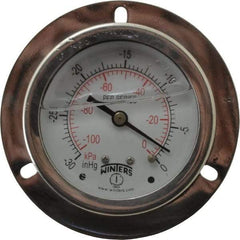 Winters - 2-1/2" Dial, 1/4 Thread, 30 Scale Range, Pressure Gauge - Front Flange Panel Mount, Center Back Connection Mount, Accurate to 1.6% of Scale - Best Tool & Supply