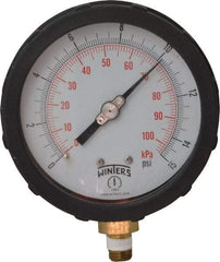 Winters - 4" Dial, 1/4 Thread, 0-15 Scale Range, Pressure Gauge - Lower Connection Mount, Accurate to 1% of Scale - Best Tool & Supply