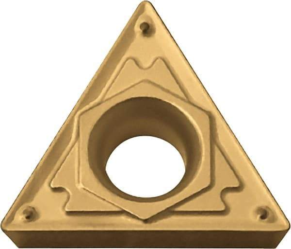 Kyocera - TCMT32.51 HQ Grade PV720 Cermet Turning Insert - TiCN (Megacoat Nano) Finish, 60° Triangle, 3/8" Inscr Circle, 5/32" Thick, 1/64" Corner Radius - Best Tool & Supply