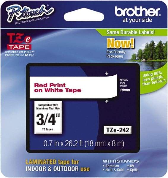 Brother - 3/4" Wide x 314.4" Long, White Plastic/Paper Tape Cassette - For Label Maker - Best Tool & Supply