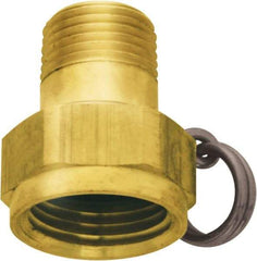 SANI-LAV - 1 Piece, 1/2 NPT & 3/4 GHT MNPT x FGHT, Brass Reusable Hose Nonswivel Fitting - 1/2" Hose ID x 1-1/4" Hose OD - Best Tool & Supply