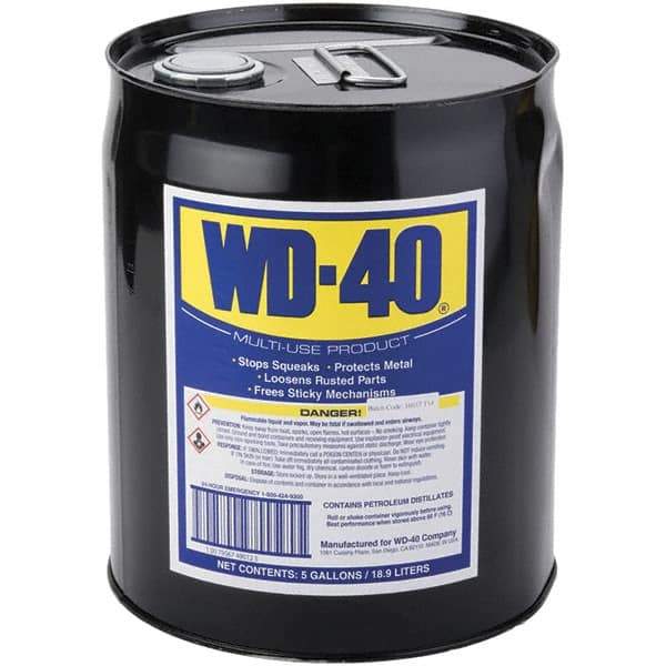 WD-40 - 5 Gal Pail Multi-Use Product - Bulk, Liquid, Stop Squeaks, Removes & Protects, Loosens Rusted Parts, Free Sticky Mechanisms, Drives Out Moisture - Best Tool & Supply