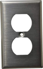 Leviton - 1 Gang, 4-1/2 Inch Long x 2-3/4 Inch Wide, Standard Outlet Wall Plate - Duplex Outlet, Metallic, Stainless Steel - Best Tool & Supply