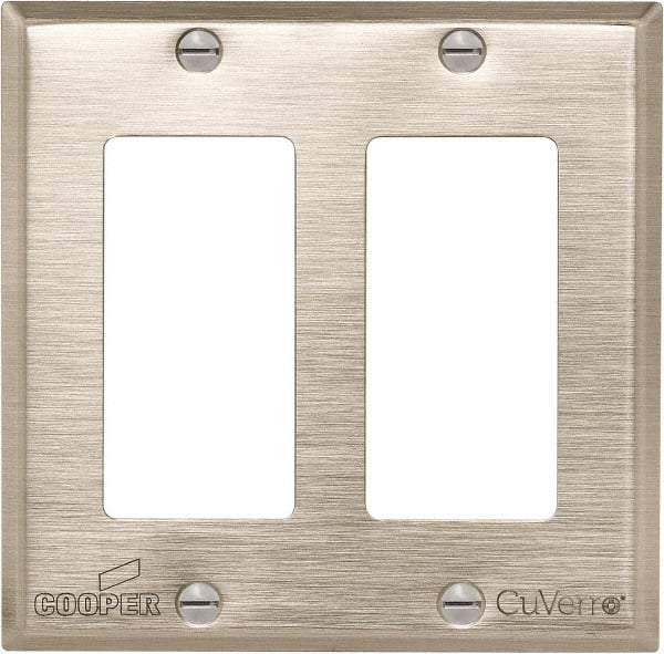 Cooper Wiring Devices - 2 Gang, 4-1/2 Inch Long, Standard Switch Plate - Decorator Switch, White Bronze, Antimicrobial Copper - Best Tool & Supply