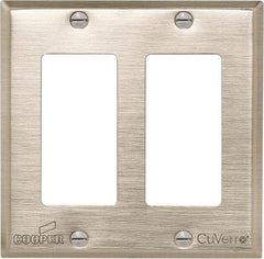 Cooper Wiring Devices - 2 Gang, 4-1/2 Inch Long, Standard Switch Plate - Decorator Switch, White Bronze, Antimicrobial Copper - Best Tool & Supply