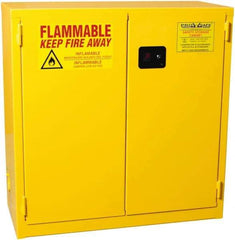 PRO-SAFE - 2 Door, 1 Shelf, Yellow Steel Standard Safety Cabinet for Flammable and Combustible Liquids - 44" High x 43" Wide x 18" Deep, Self Closing Door, 3 Point Key Lock, 30 Gal Capacity - Best Tool & Supply