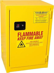 PRO-SAFE - 1 Door, 1 Shelf, Yellow Steel Space Saver Safety Cabinet for Flammable and Combustible Liquids - 35" High x 23" Wide x 18" Deep, Self Closing Door, 3 Point Key Lock, 12 Gal Capacity - Best Tool & Supply