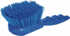 PRO-SOURCE - 1-3/4" Bristle Length, Plastic Utility Scrub Brush - 4-1/2" Long x 3-3/4" Wide Head, 8-1/2" OAL, Short Handle, Blue, Foam Block - Best Tool & Supply