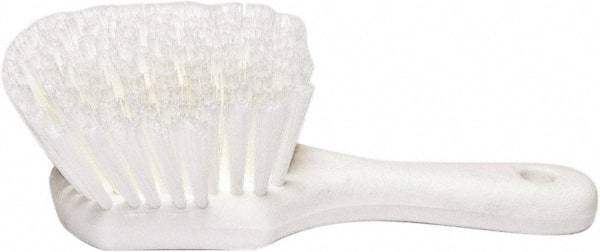 PRO-SOURCE - 1-3/4" Bristle Length, Plastic Utility Scrub Brush - 4-1/2" Long x 3-3/4" Wide Head, 8-1/2" OAL, Short Handle, White, Foam Block - Best Tool & Supply