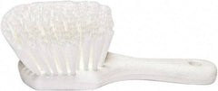 PRO-SOURCE - 1-3/4" Bristle Length, Plastic Utility Scrub Brush - 4-1/2" Long x 3-3/4" Wide Head, 8-1/2" OAL, Short Handle, White, Foam Block - Best Tool & Supply