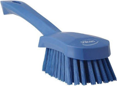 Vikan - 1.3" Bristle Length, Polyester Scrub Brush - 4-1/4" Long x 2-3/4" Wide Head, 10" OAL, Blue, Polypropylene Block - Best Tool & Supply