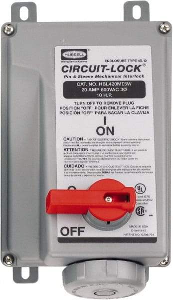 Hubbell Wiring Device-Kellems - 3 Phase, 600 VAC, 20 Amp, 10 hp, Interlock Receptacle - 3 Poles, Watertight, IEC 60309, Black - Best Tool & Supply