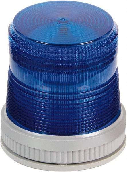 Edwards Signaling - 120 VAC, 4X NEMA Rated, LED, Blue, Flashing, Steady Light - 65 Flashes per min, 3/4 Inch Pipe, 3-3/4 Inch Diameter, 4-3/4 Inch High, Panel Mount, Pipe Mount, Wall Mount - Best Tool & Supply