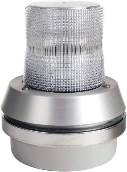 Edwards Signaling - 24 VDC, LED, Clear, Flashing Light - 65 Flashes per min, 1/2 Inch Pipe, 6 Inch Diameter, 7-3/8 Inch High, Box Mount, Pane, Pipe, Surface and Wall Mount - Best Tool & Supply