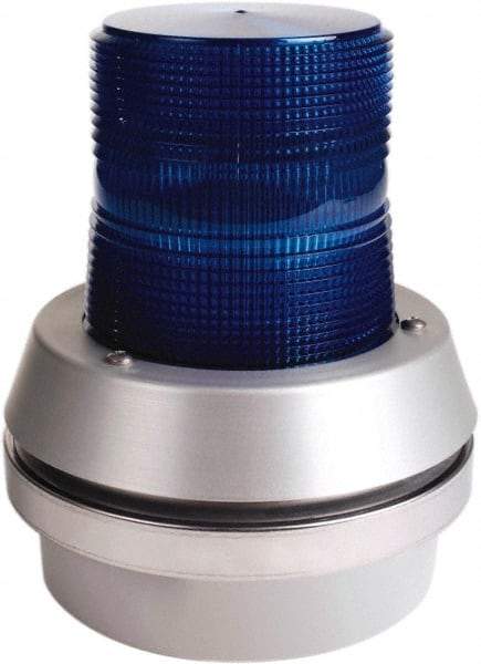 Edwards Signaling - 24 VDC, LED, Blue, Flashing Light - 65 Flashes per min, 1/2 Inch Pipe, 6 Inch Diameter, 7-3/8 Inch High, Box Mount, Pane, Pipe, Surface and Wall Mount - Best Tool & Supply