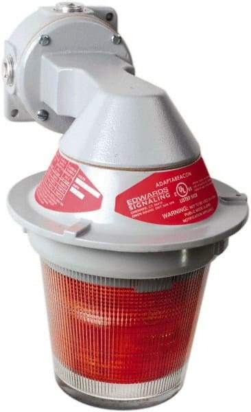 Edwards Signaling - 120 VAC, 4, 3R NEMA Rated, LED, Red, Flashing, Steady Light - 65 Flashes per min, 3/4 Inch Pipe, 7 Inch Diameter, 11-3/8 Inch High, Bracket Mount - Best Tool & Supply