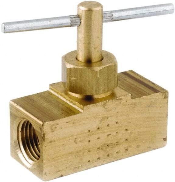 ANDERSON METALS - 1/8" Pipe, Inline Metal Seat Needle Valve - Brass Seal, Female x Female Ends, Lead Free Brass Valve, 150 Max psi - Best Tool & Supply