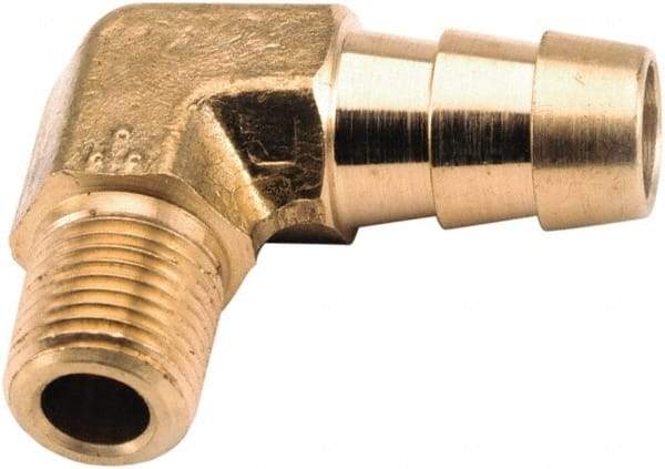 ANDERSON METALS - 3/8 NPT Thread Hose Barb x Male NPT 90° Elbow - 3/8" ID Hose, Lead Free Brass - Best Tool & Supply