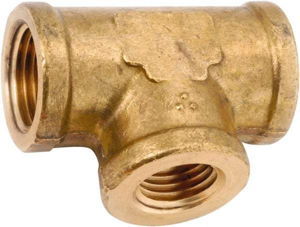 ANDERSON METALS - Class NSF, 3/8 x 3/8 x 1/4" Internal Pipe, Lead Free Brass Reducing Tee - NPT - Best Tool & Supply