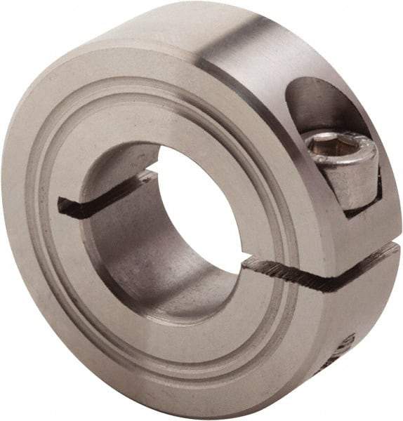 Climax Metal Products - 18mm Bore, Stainless Steel, One Piece Clamp Collar - 1-1/2" Outside Diam - Best Tool & Supply