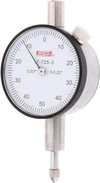 SPI - 1/4" Range, 0-50-0 Dial Reading, 0.001" Graduation Dial Drop Indicator - 1.61" Dial, 0.1" Range per Revolution - Best Tool & Supply