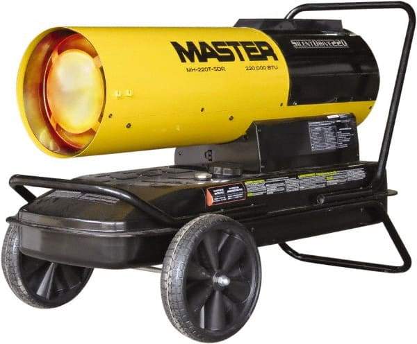 Master - 220,000 BTU Rating, Multi-Fuel Forced Air Heater - 5,500 Sq Ft Max Heating Area, 13 Gal Capacity, Fuel with Kerosene, Diesel & Fuel Oil - Best Tool & Supply