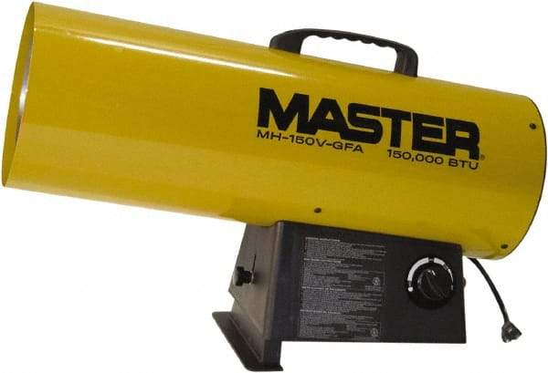 Master - 120,000 to 150,000 BTU Rating, Propane Forced Air Heater - 3,800 Sq Ft Max Heating Area, 100 Lb Capacity, Fuel with Propane - Best Tool & Supply