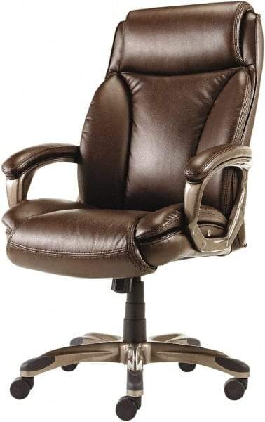 ALERA - 47" High Executive High Back Leather Chair - 27" Wide x 30-3/8" Deep, Leather Seat, Brown - Best Tool & Supply