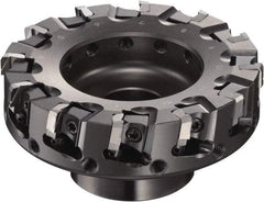 Sumitomo - 125mm Cut Diam, 15.9mm Arbor Hole, 63mm Max Depth of Cut, 90° Indexable Chamfer & Angle Face Mill - 15 Inserts, NF-LDEN Insert, Right Hand Cut, 15 Flutes, Through Coolant, Series HF - Best Tool & Supply