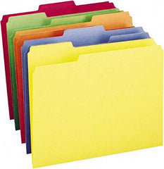 SMEAD - 8-1/2 x 11", Letter Size, Assorted Colors, File Folders with Top Tab - 11 Point Stock, 1/3 Tab Cut Location - Best Tool & Supply