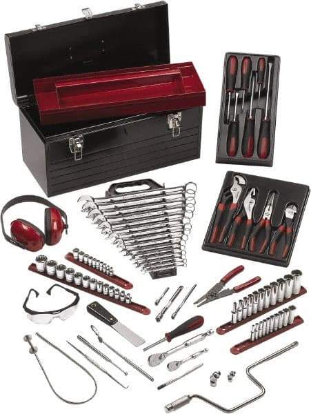 GearWrench - 89 Piece 1/4 & 3/8" Drive Aviation Tool Set - Comes in Steel Tote Box - Best Tool & Supply