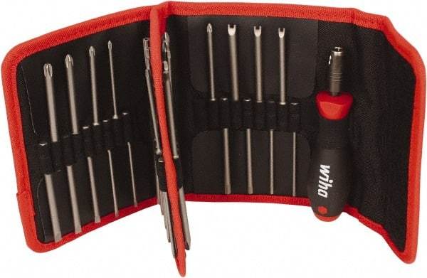 Wiha - 36 Piece, 1/4" Drive Screwdriver SoftFinish Handle Bit Set - #0 to #3 Phillips, 2.5 to 5mm Hex, T8 to T40 Torx, #1, #2 & #3 Pozidriv, 2.5, 3, 4.5, 5.5 & 6mm Slotted, #1, #2, #3 & #4 Tri-Wing - Best Tool & Supply