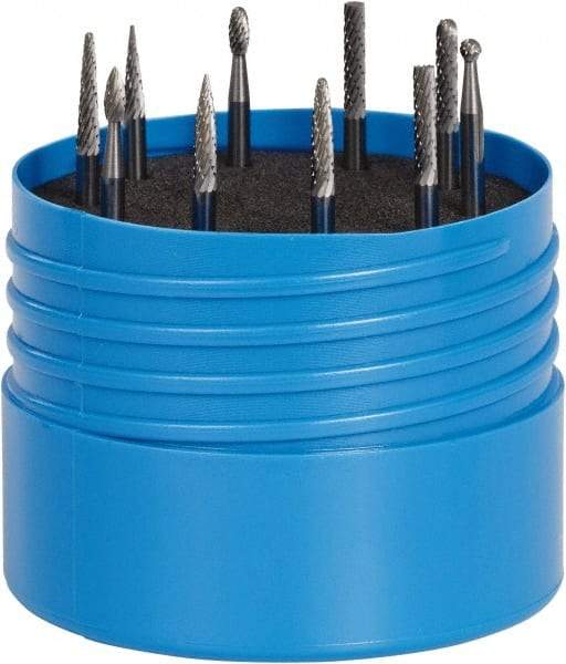 SGS Pro - 10 Piece, 1/8" Shank Burr Set - Tungsten Carbide, Multiple Head Shape - Best Tool & Supply