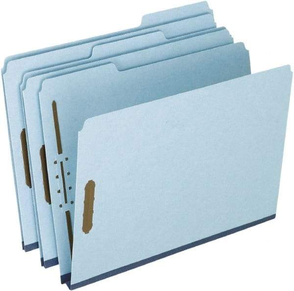 Pendaflex - 8-1/2 x 11", Letter Size, Blue, Classification Folders with Top Tab Fastener - 25 Point Stock, 1/3 Tab Cut Location - Best Tool & Supply