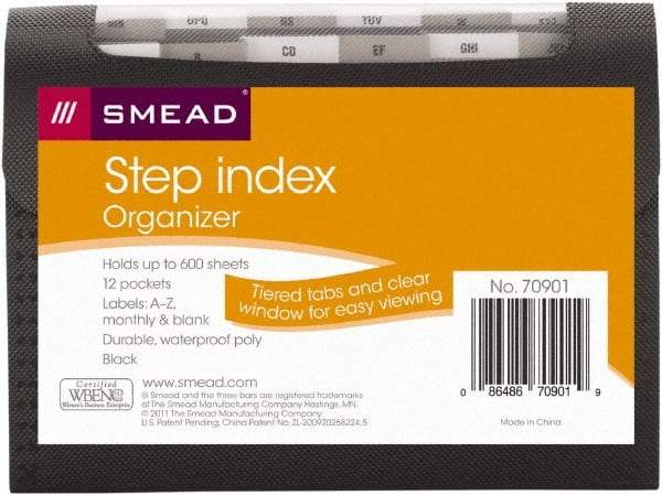 SMEAD - 8-1/2 x 11", Letter Size, Black, A-Z Indexed Expanding Files - 1/6 Tab Cut Location - Best Tool & Supply