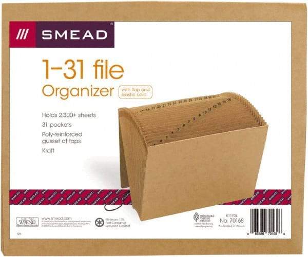 SMEAD - 8-1/2 x 11", Letter Size, Kraft, 1-31 Indexed Expanding Files - Assorted Tab Cut Location - Best Tool & Supply