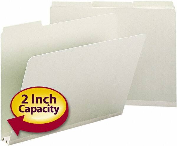 SMEAD - 8-1/2 x 11", Letter Size, Gray/Green, File Folders with Top Tab - 25 Point Stock, 1/3 Tab Cut Location - Best Tool & Supply