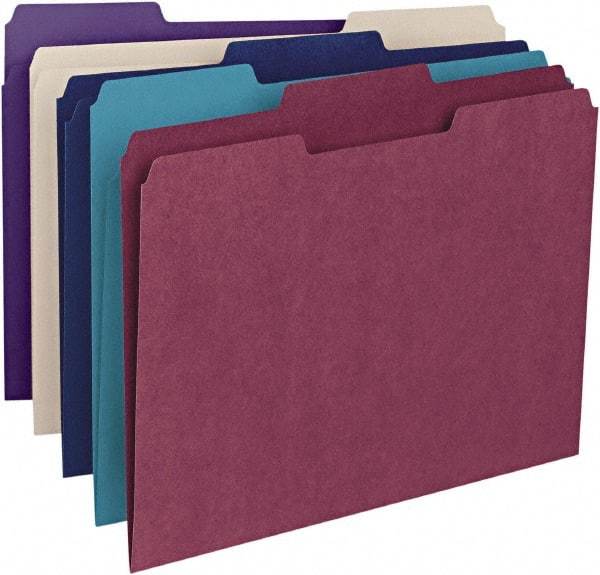 SMEAD - 8-1/2 x 11", Letter Size, Assorted Colors, File Folders with Top Tab - 11 Point Stock, 1/3 Tab Cut Location - Best Tool & Supply