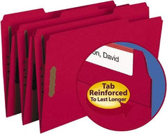 SMEAD - 8-1/2 x 14", Legal, Red, File Folders with Top Tab - 11 Point Stock, 1/3 Tab Cut Location - Best Tool & Supply