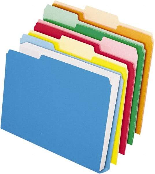 Pendaflex - 8-1/2 x 11", Letter Size, Assorted Colors, File Folders with Top Tab - 11 Point Stock, 1/3 Tab Cut Location - Best Tool & Supply