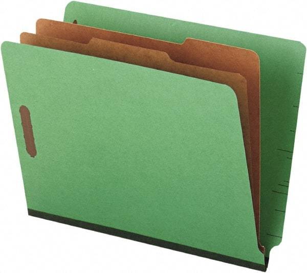 UNIVERSAL - 8-1/2 x 11", Letter Size, Green, Classification Folders with End Tab Fastener - 25 Point Stock, Straight Tab Cut Location - Best Tool & Supply