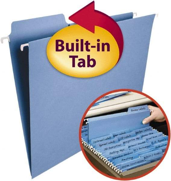 SMEAD - 8-1/2 x 11", Letter Size, Blue, Hanging File Folder - 11 Point Stock, 1/3 Tab Cut Location - Best Tool & Supply