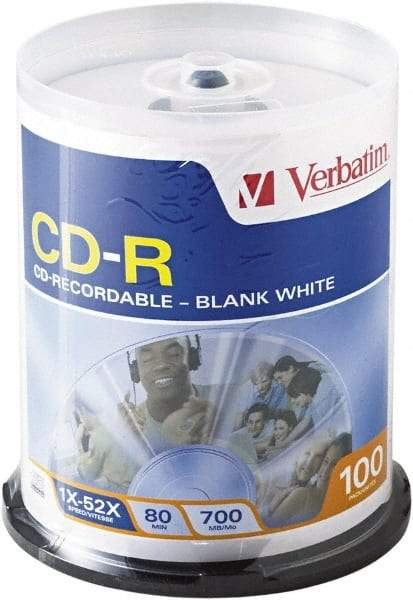 Verbatim - White CD-R Discs - Use with CD, DVD - Best Tool & Supply